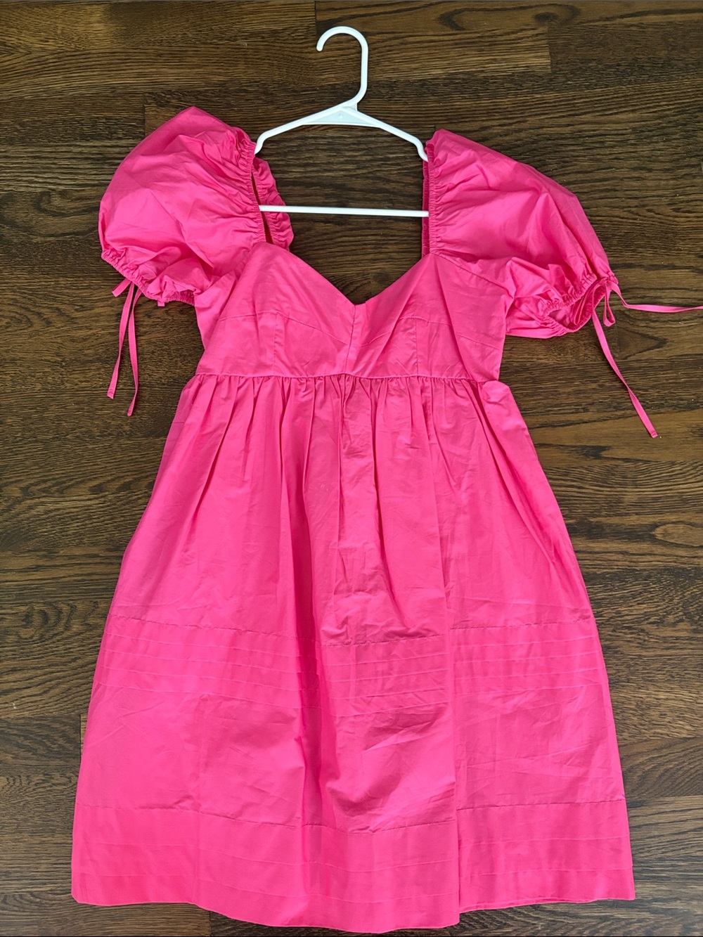 English Factory Hot Pink Puff-Sleeve Mini Dress